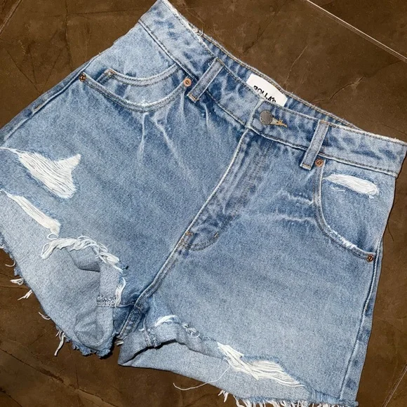 ROLLA'S Light Blue Distressed Jean Shorts Sylvia Blue High Rise - Picture 1 of 7